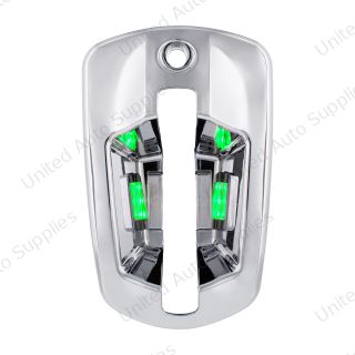6 LED Chrome Door Handle Cover For 2018-2026 Freightliner Cascadia - Driver, Green LED