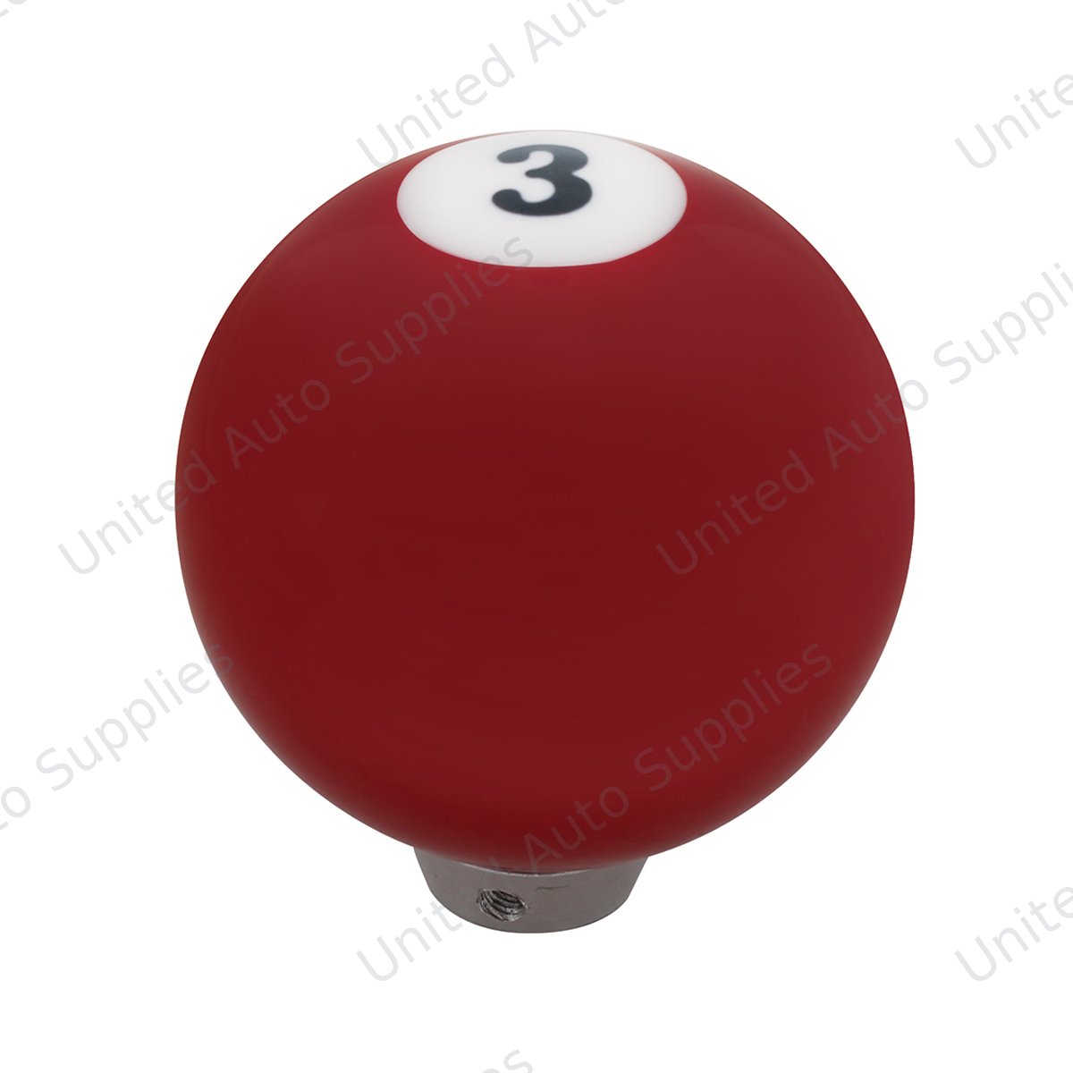 Number 3 Pool Ball Gearshift Knob - Gloss Red