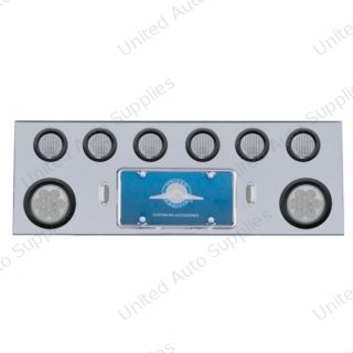 SS Rear Center Panel With 2X 7 LED 4" Reflector Lights & 6X 13 LED 2.5" Lights -Red LED/Clear Lens