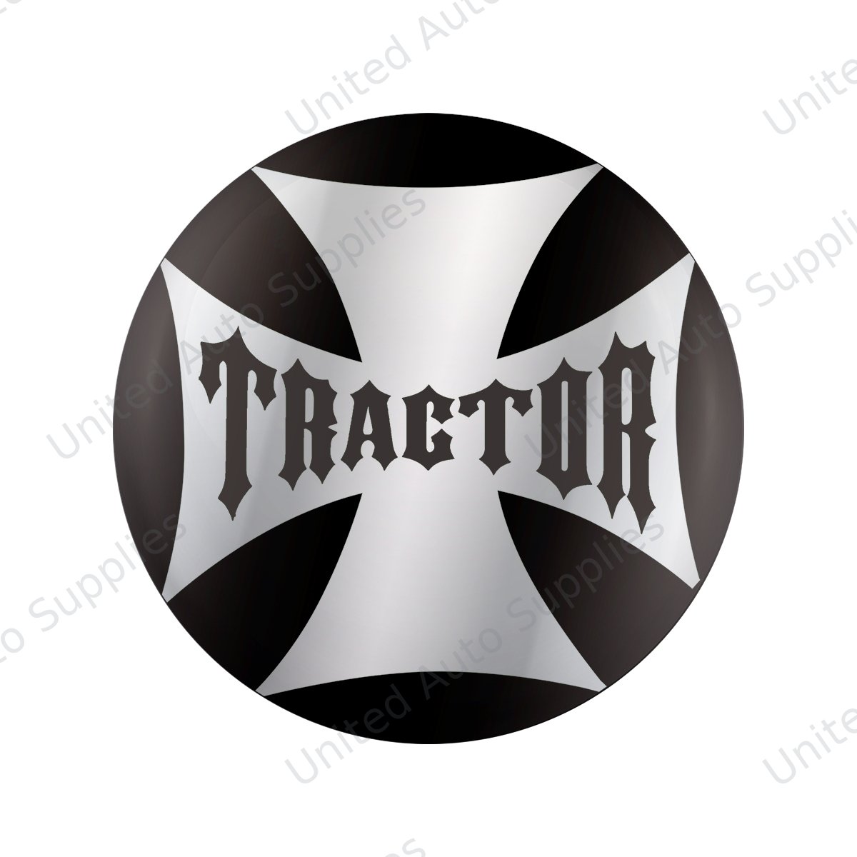 "Tractor" Maltese Cross Air Valve Knob Candy Color Sticker - Glossy Black