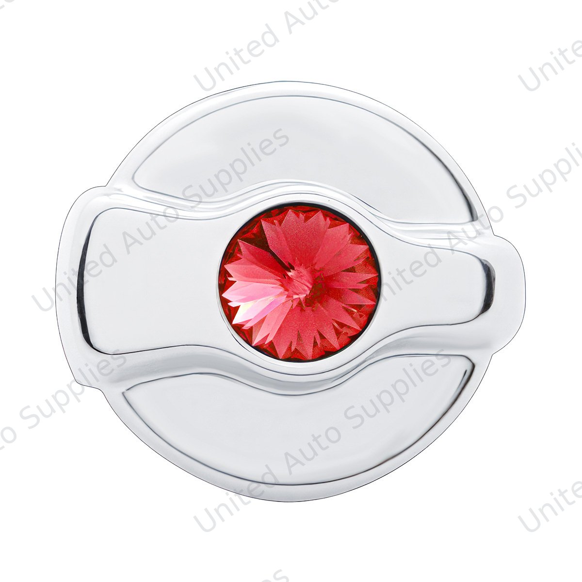 Chrome Plastic A/C Control Knob For 2005 & Older Peterbilt- Red Crystal
