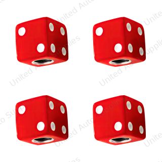 Red Dice Valve Caps With White Dots (Set of 4)