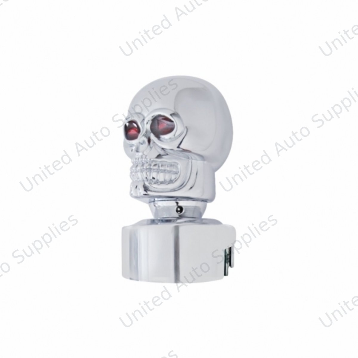 Skull Head Gearshift Knob With 13/15/18 Speed Adapter - Chrome
