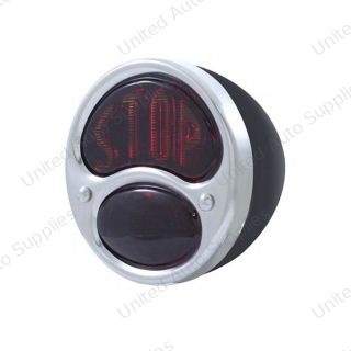 12V "STOP" Lens With Black Housing Tail Light Assembly For 1928-31 Ford Model A - R/H