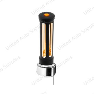 Thread-On Matte Black Sonoma Gearshift Knob With LED 9/10 Speed Adapter-Amber Crystal/Amber LED