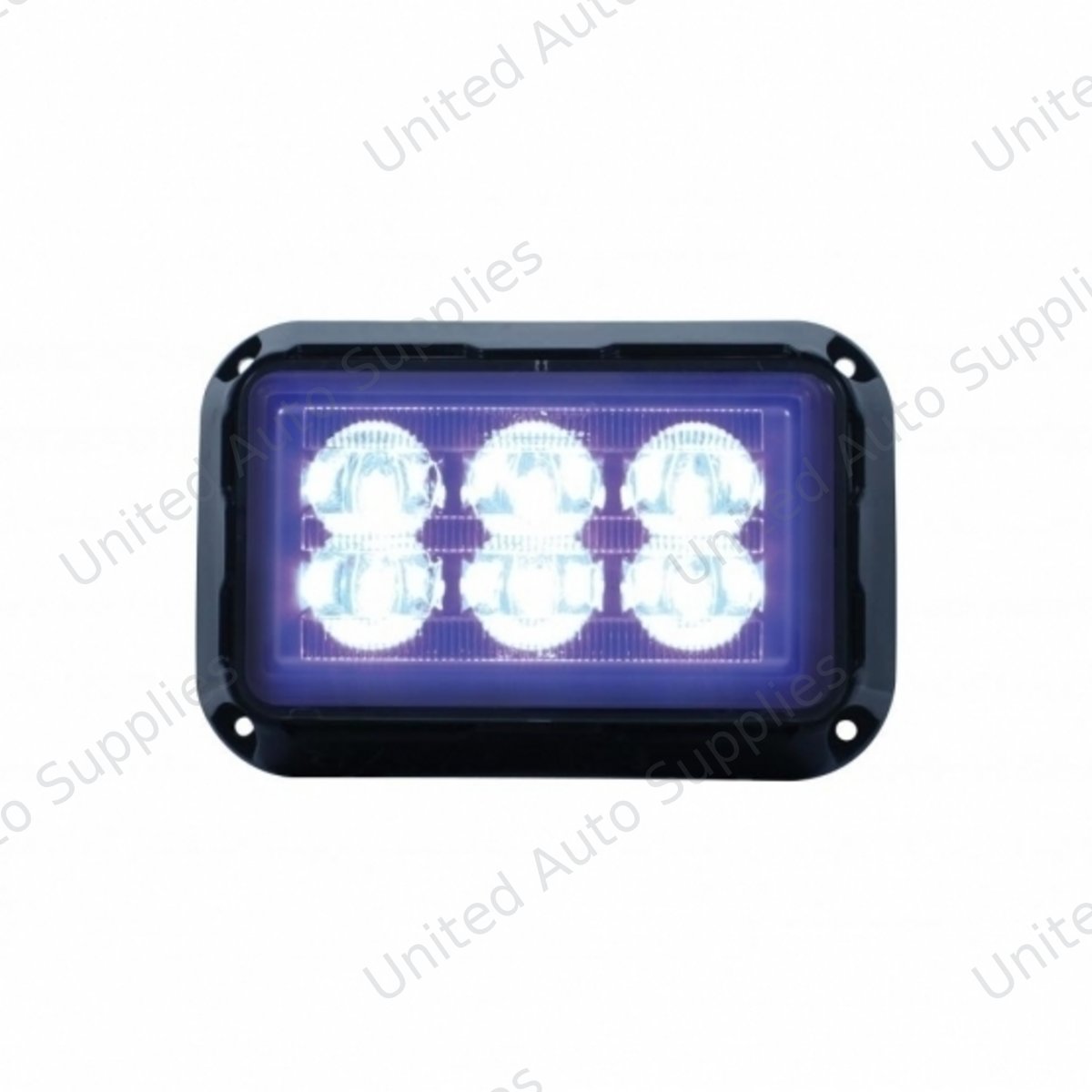 6 High Power LED Rectangular Warning Light - Blue LED (Bulk)