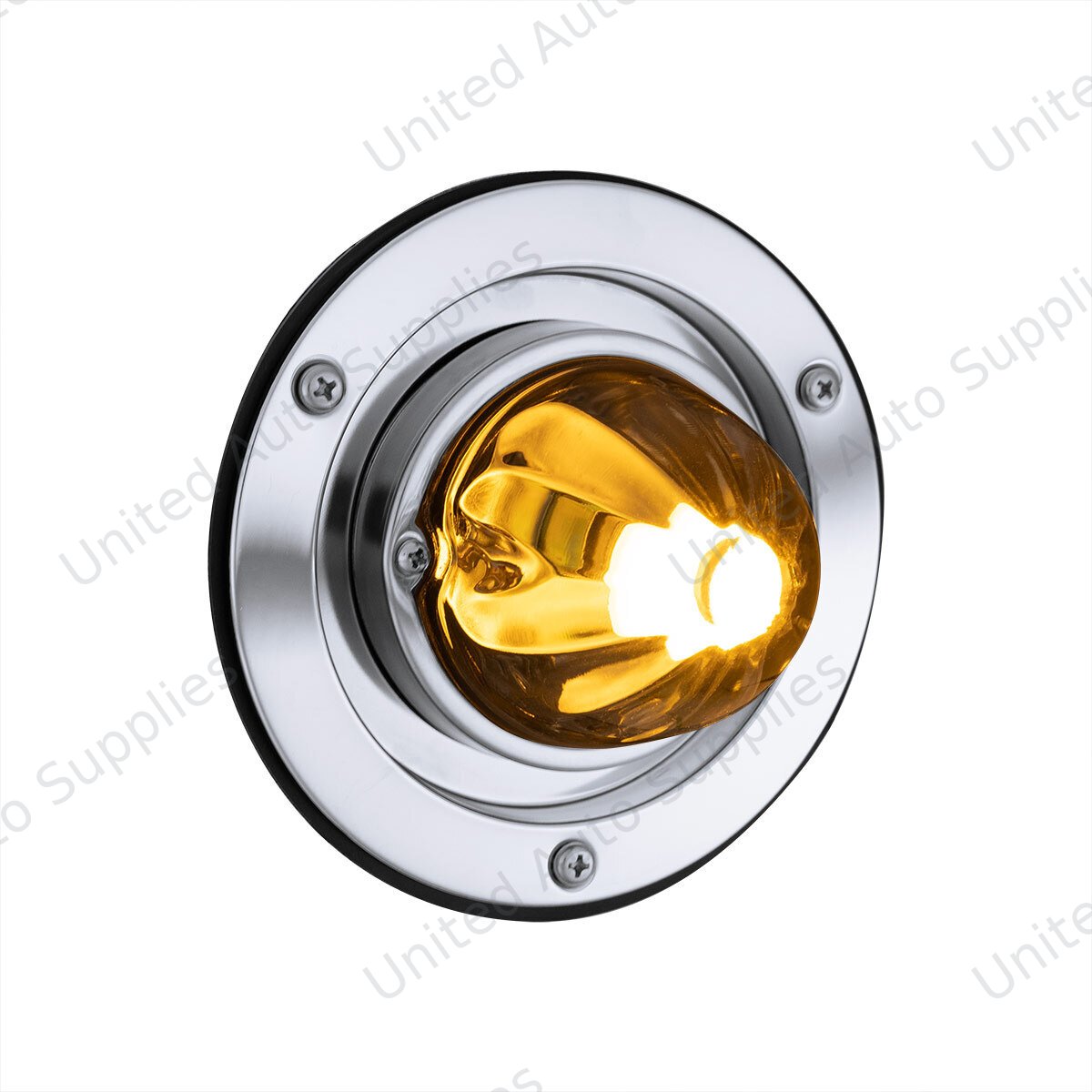 Dual Function Glass Watermelon Light Sleeper Bunk Kit With 304 Stainless Steel Bezel & LED Bulb-Amber Lens/Amber LED