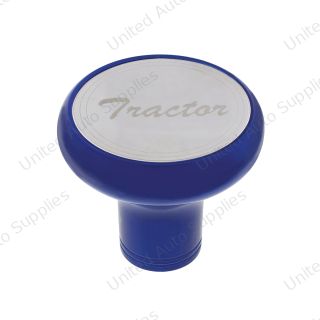 Deluxe Aluminum Screw-On Air Valve Knob With Stainless Tractor Plaque - Indigo Blue