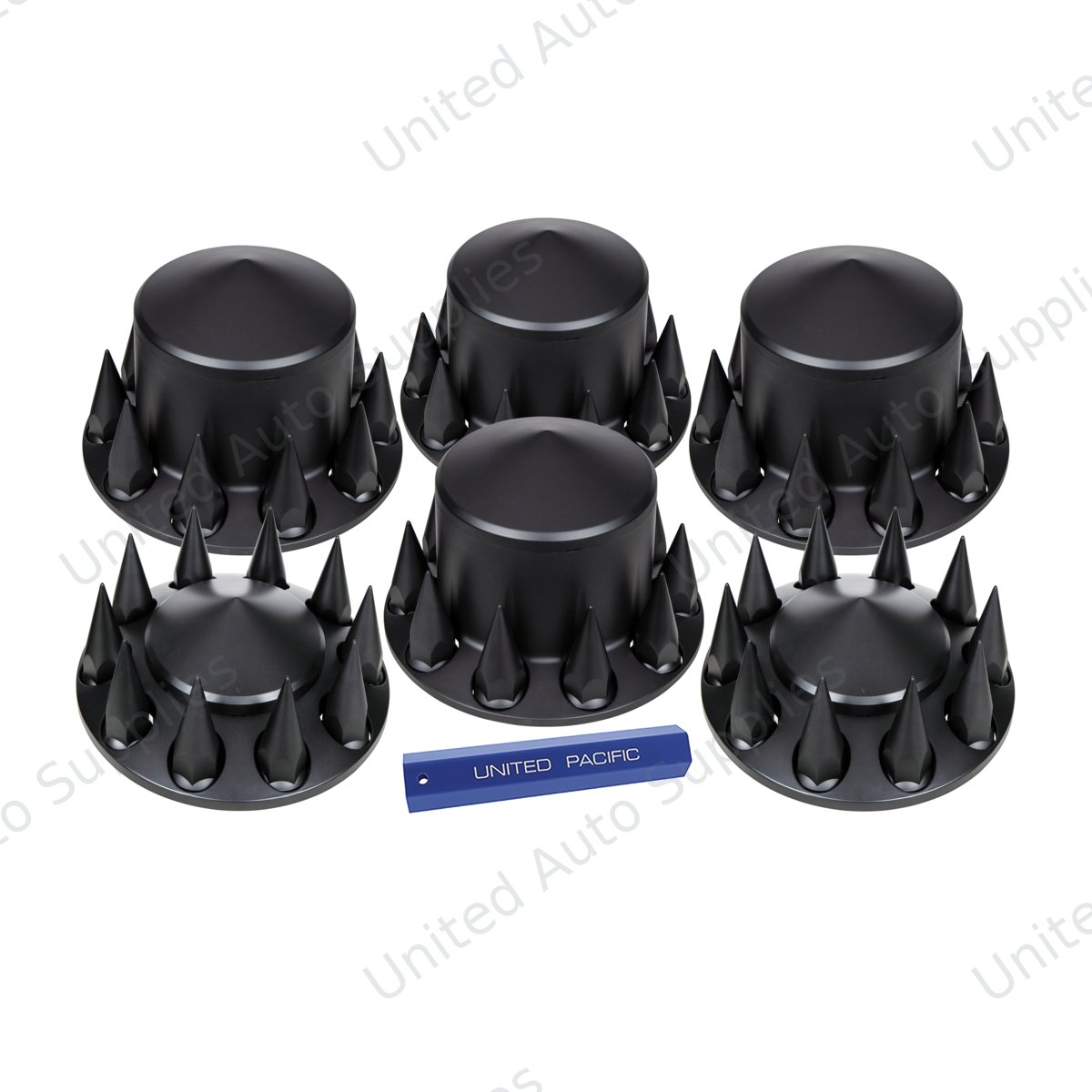 Pointed Axle Cover Combo Kit With 33mm Spike Thread-On Nut Covers & Nut Cover Tool - Matte Black