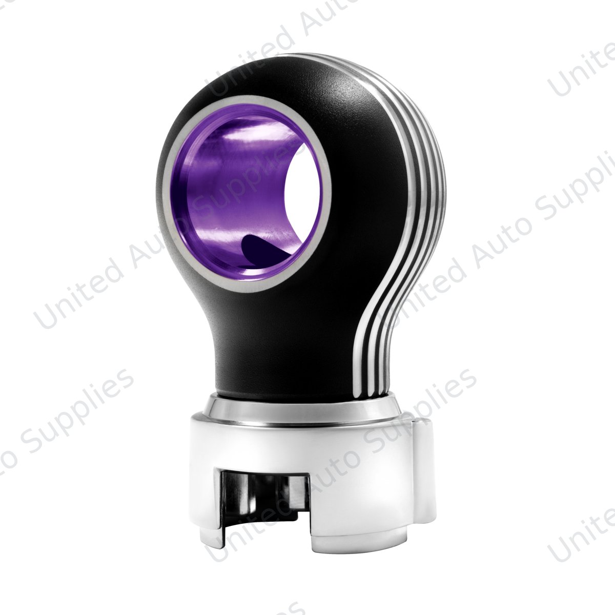 Thread-On Matte Black Carolina Gearshift Knob With LED 13/15/18 Speed Adapter-Purple LED