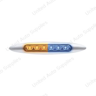 Double Fury 6 LED Dual Function 6" Marker Light With Chrome Bezel-Amber & Blue/Clear Lens