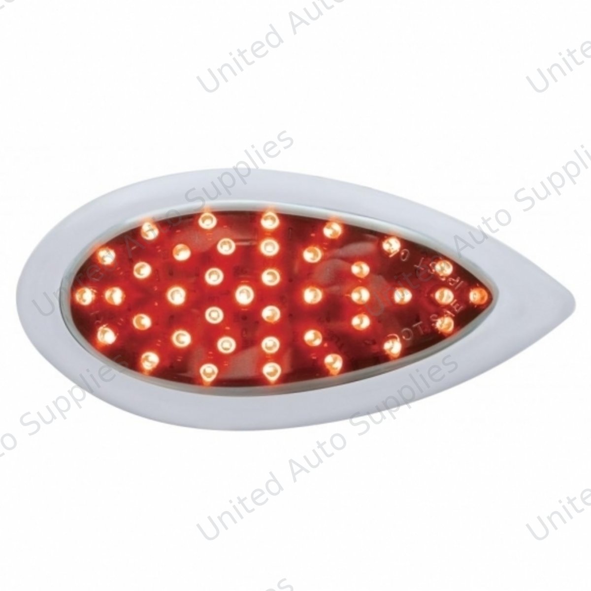 39 LED "Teardrop" Auxiliary Light With Bezel - Red LED/Chrome Lens