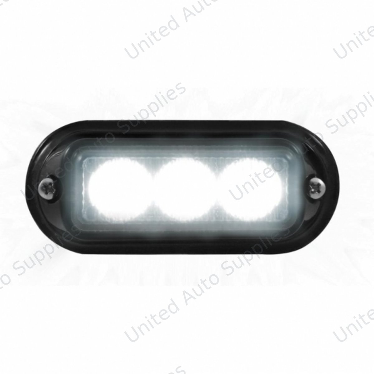 3 LED Warning Light With Black Bezel - White LED (Bulk)