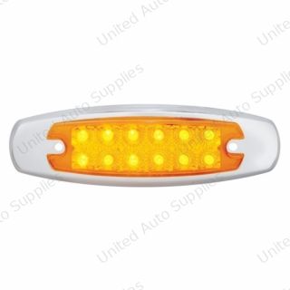 12 LED Reflector Rectangular Light With Bezel (Clearance/Marker) - Amber LED/Amber Lens