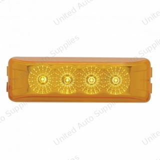4 LED Reflector Rectangular Light (Clearance/Marker) - Amber LED/Amber Lens