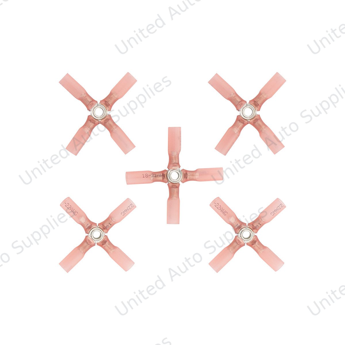 22-18 AWG 4-Way (X) CS Heat Shrink Connector - Red (5-Pack)