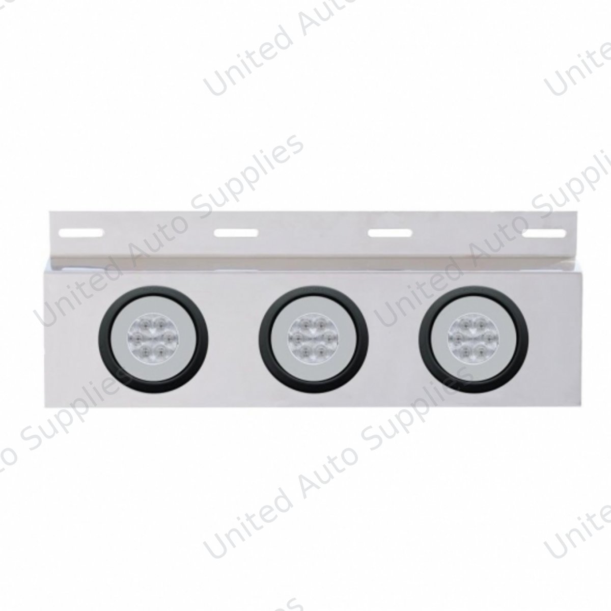 Stainless Top Mud Flap Plate With 3X 21 LED 4" GloLight & Grommets - Red LED/Clear Lens (Each)