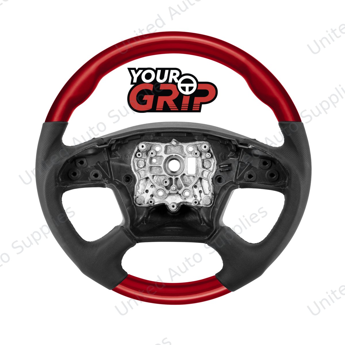 18" YourGrip Leather & Wood Candy Color Steering Wheel For 2018-2026 Freightliner Cascadia-Candy Red