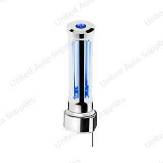 Thread-On Chrome Sonoma Gearshift Knob With LED 9/10 Speed Adapter-Blue Crystal/Blue LED