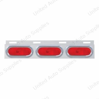 Stainless Top Mud Flap Plate With 3 Oval Lights & Visor - Red Lens (Each)
