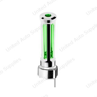 Thread-On Chrome Sonoma Gearshift Knob With LED 9/10 Speed Adapter-Dark Green Crystal/Green LED
