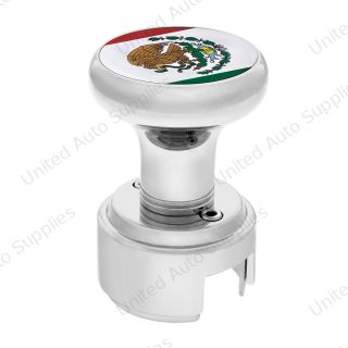 Thread-On Gearshift Knob With 13/15/18 Speed Adapter & Mexico Flag Sticker - Chrome