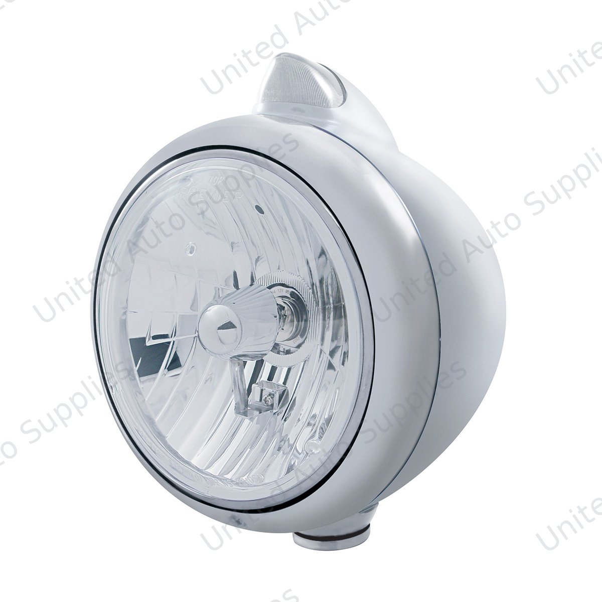 Chrome Guide 682-C Headlight Crystal H4 & Original Style LED Signal - Clear Lens