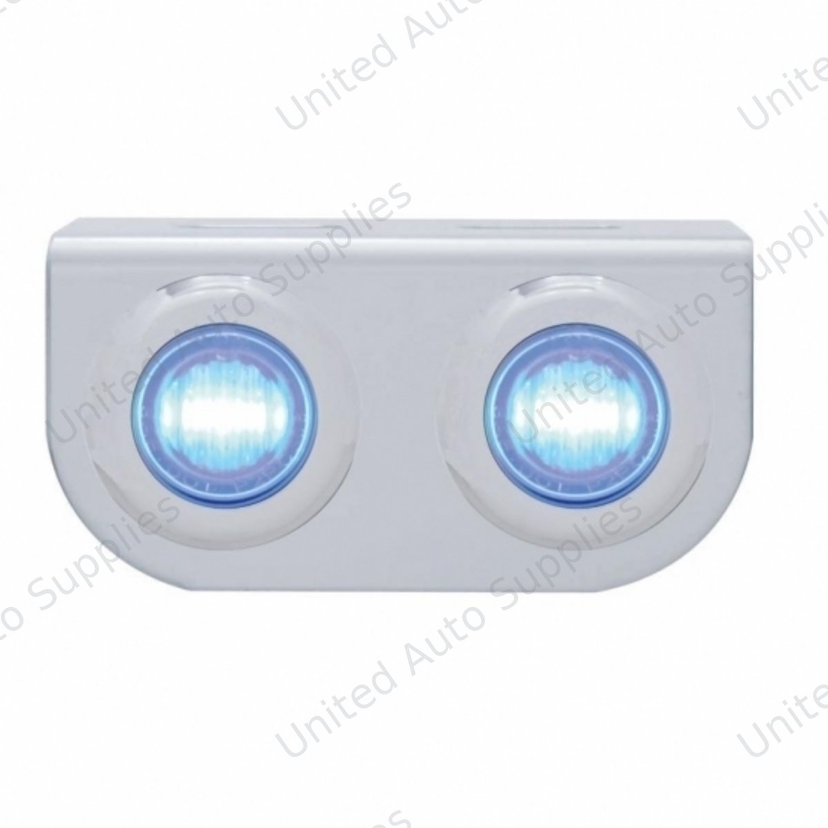 Stainless Light Bracket With 2X 3 LED 3/4" Mini Lights - Blue LED/Clear Lens