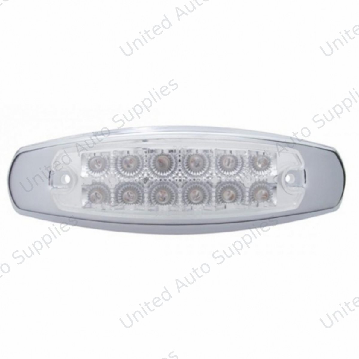 12 LED Reflector Rectangular Light With Bezel (Clearance/Marker) - Red LED/Clear Lens
