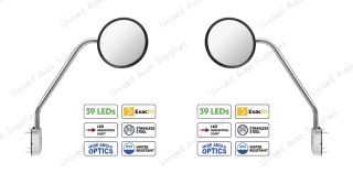 SS Hood Mirror Assembly W/ Sequential LED Turn Signal For 2013-2021 Kenworth T680 & Peterbilt 579 - Driver and Passenger (2pcs)