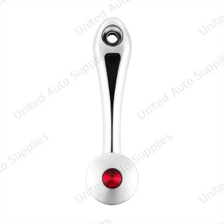 Chrome Die-Cast Window Crank With 16-Spline 7/16” OD Adapter - Red Crystal