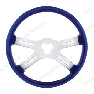 18" Candy Color 4 Spoke Steering Wheel - Indigo Blue