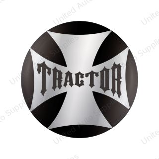 "Tractor" Maltese Cross Air Valve Knob Candy Color Sticker - Glossy Black