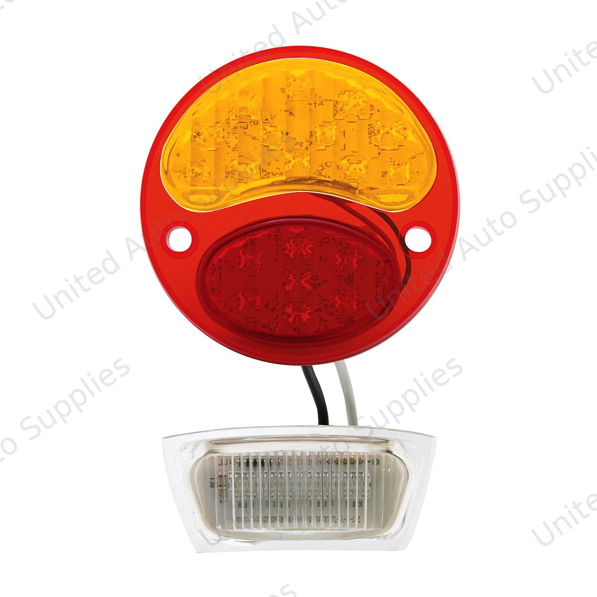 19 LED 6V Tail Light With 4 LED License Plate Light For 1928-31 Ford Model A - L/H, Red & Amber Lens