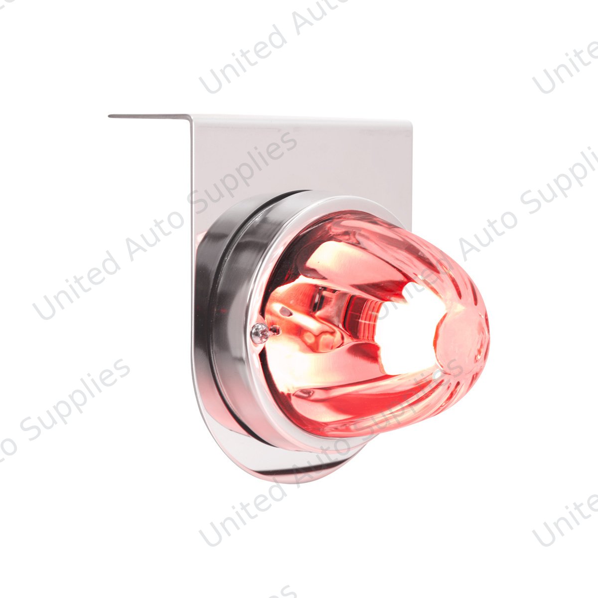 Dual Function Glass Watermelon Light With Stainless Steel Light Bracket Kit With LED Bulb-Red LED/Clear Lens