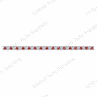 79-1/2" SS Bumper Light Bracket With 16X 9 LED 2" Reflector Lights & Bezels -Red LED & Lens