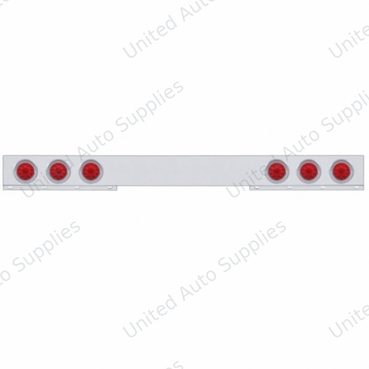 Stainless 1 Piece Rear Light Bar With Six 10 LED 4" Lights & Visors - Red LED/Red Lens