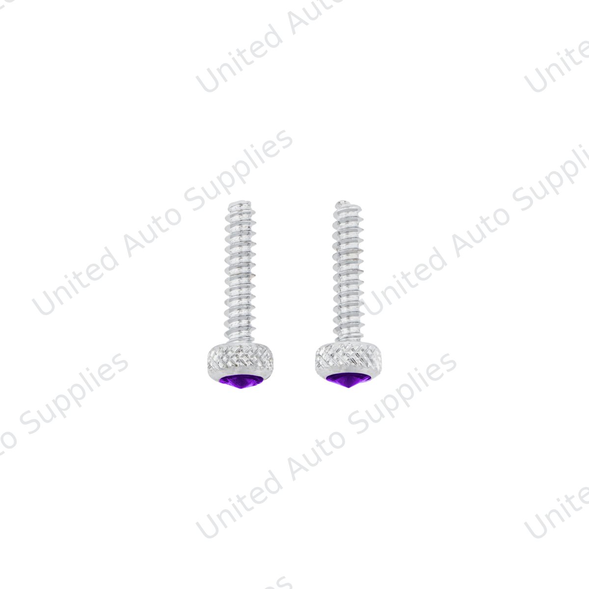 Chrome Short Dash Screw For Freightliner With Purple Crystal (2-Pack)