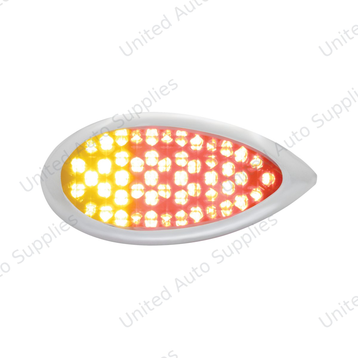 51 LED Duo "Teardrop" Auxiliary/Utility Light With Bezel - Red + Amber LED/Clear Lens