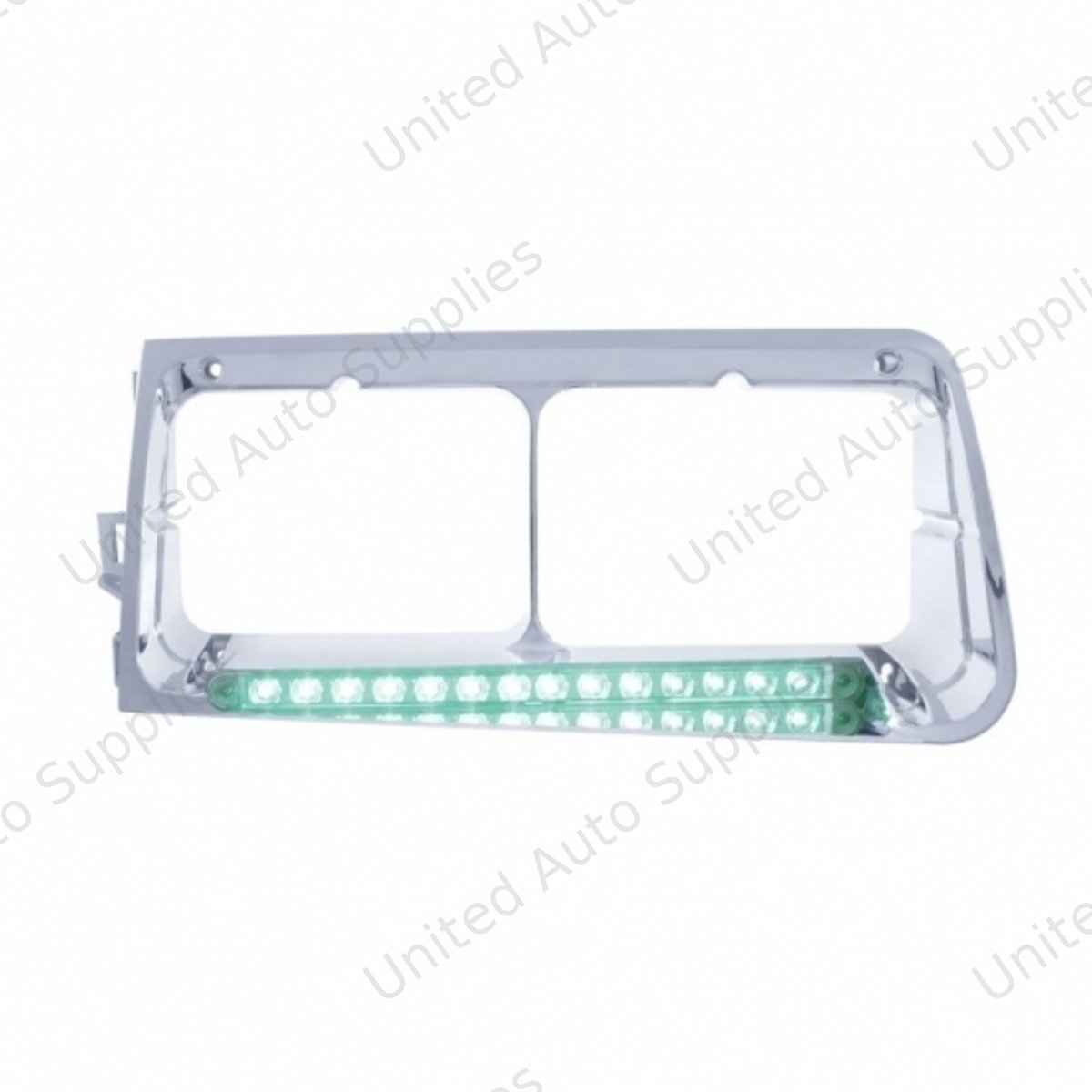 14 LED Headlight Bezel For 1989-2009 Freightliner FLD - Driver - Green LED/Clear Lens