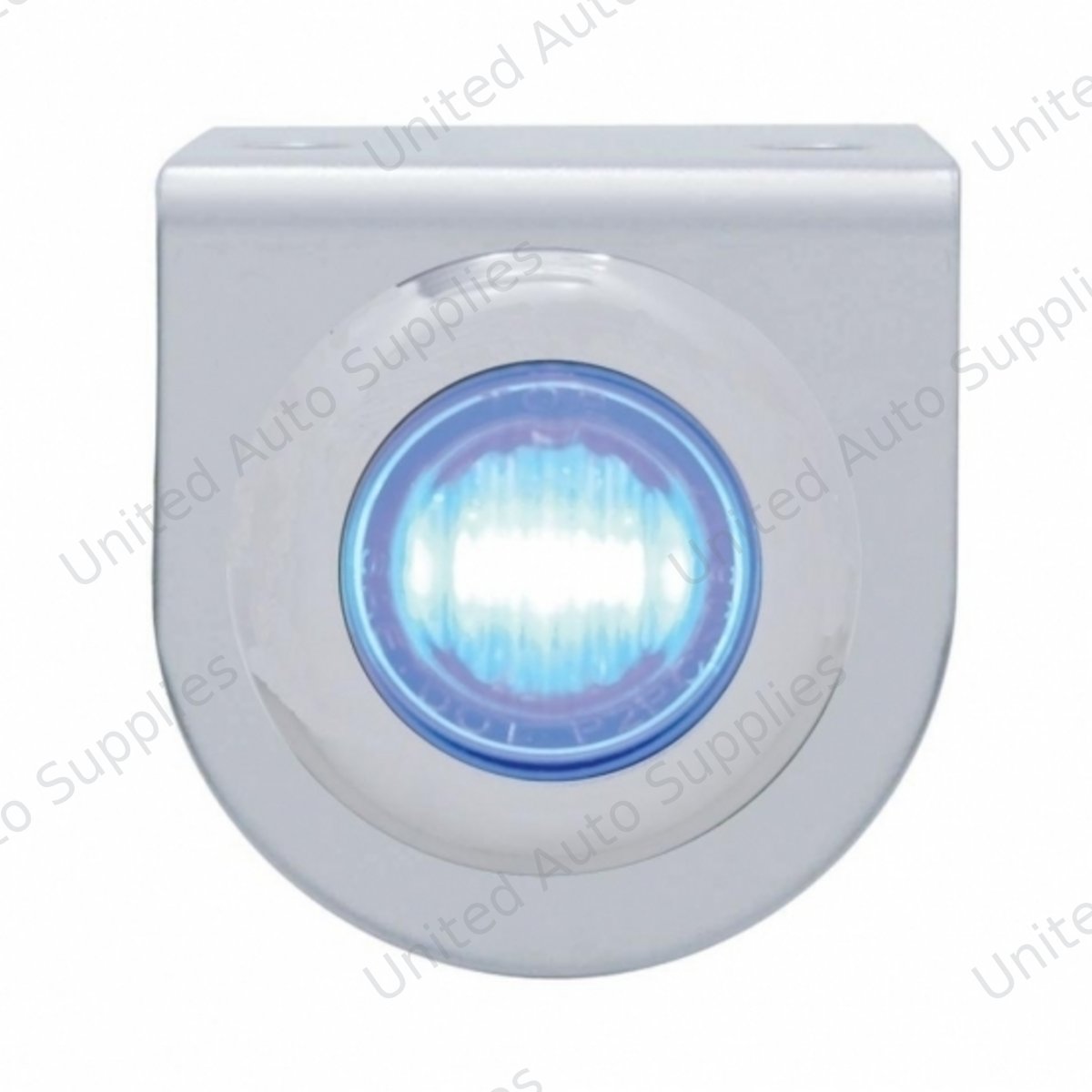 Stainless Light Bracket With 3 LED 3/4" Mini Light - Blue LED/Clear Lens