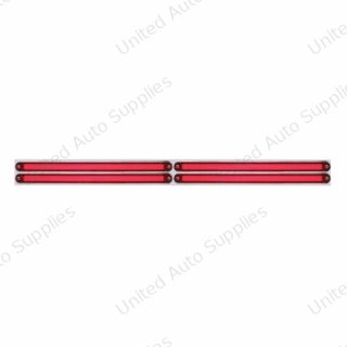 Chrome Top Mud Flap Plate With Four 24 LED 12" GloLight Bars - Red LED/Red Lens (Each)