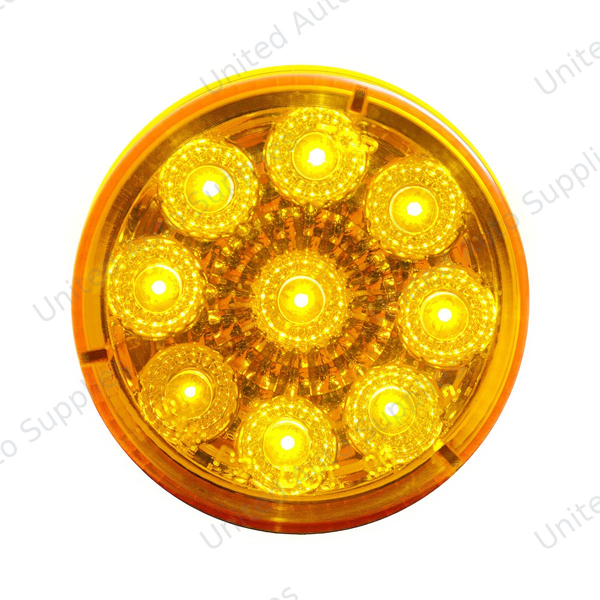 9 LED 2" Round Reflector Light (Clearance/Marker) - Amber LED/Amber Lens (Bulk)