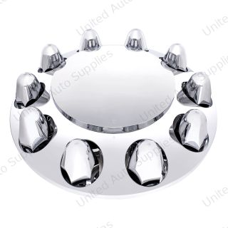 Dome Front Axle Cover With 1-1/2" Push-On Nut Covers - Chrome (Color Box)