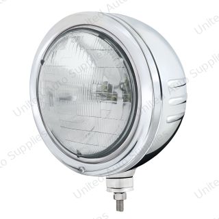 Stainless Bullet Embossed Stripe Headlight Housing With H6024 Halogen Headlight