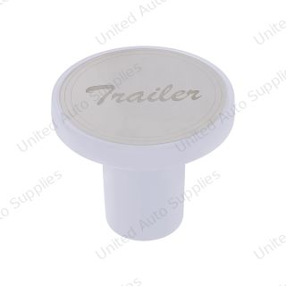 Aluminum Screw-On Air Valve Knob With Stainless Trailer Plaque - Pearl White
