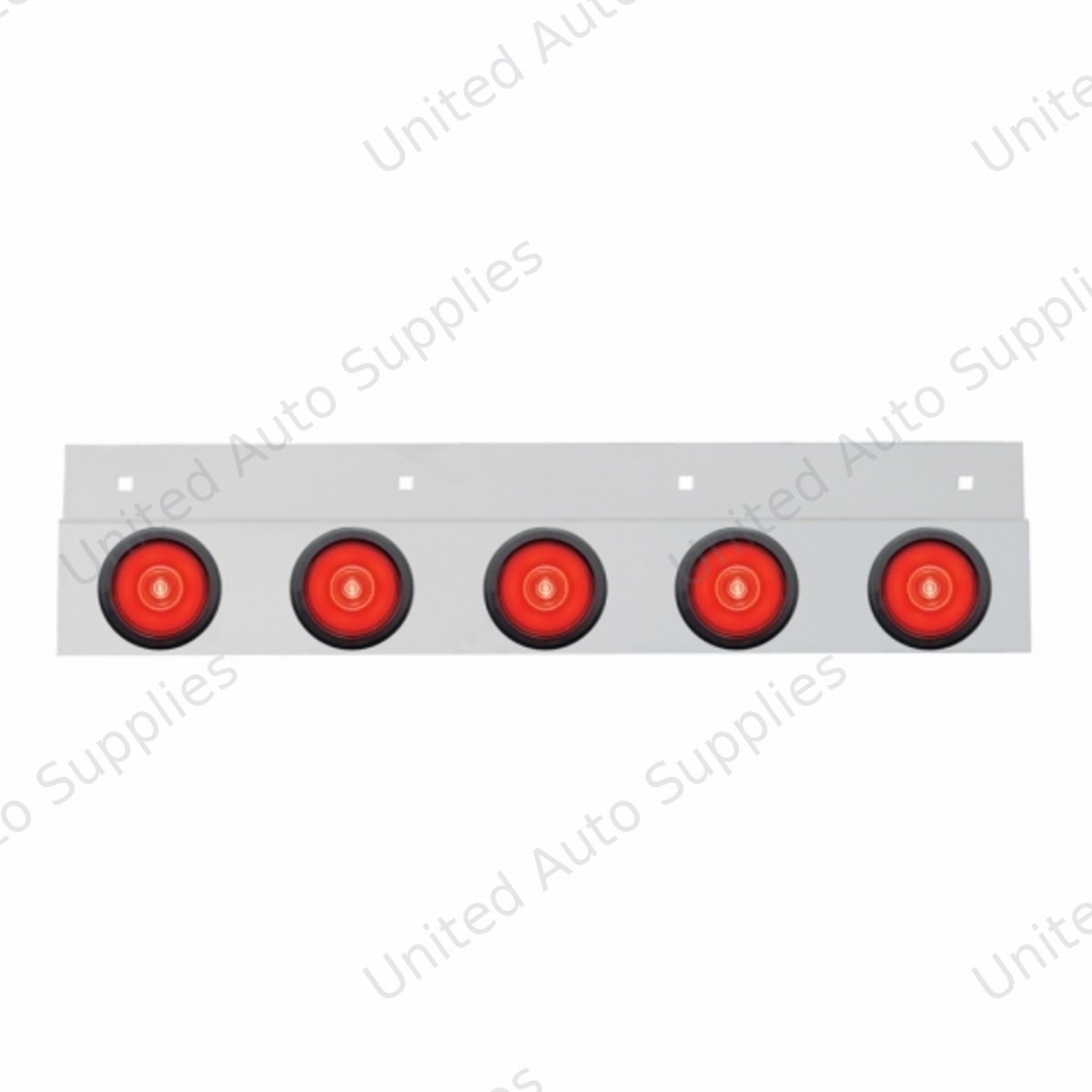 Stainless Top Mud Flap Bracket With 5X 6 LED 2" GloLight & Grommets - Red LED/Red Lens (Each)