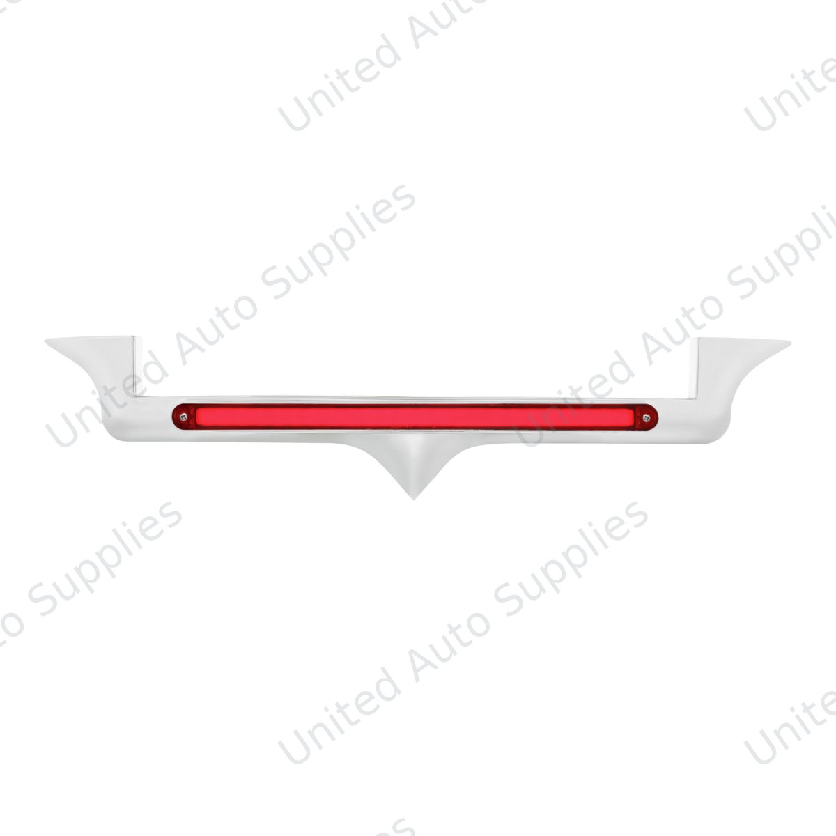 Chrome Hood Emblem Trim With 24 LED GloLight Bar For Kenworth - Red LED/Red Lens