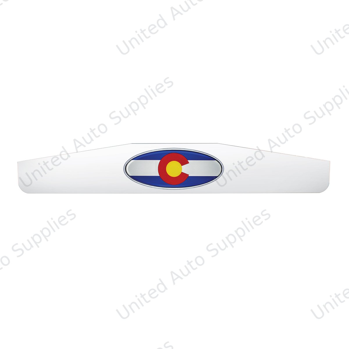 4" X 24" Chrome Bottom Mud Flap Weight With Oval Colorado Flag Emblem