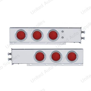 2" Bolt Pattern SS Spring Loaded Bar With 6X 36 LED 4" Lights & Visors -Red LED & Lens (Pair)